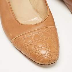 Dior Brown Quilted Cannage Leather Ballet Flats Size 39