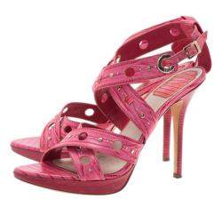 Pre Owned صندل ديور جلد وردي ذو فتحات مقاس 39.5