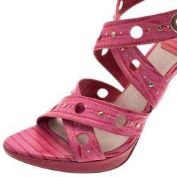 Pre Owned صندل ديور جلد وردي ذو فتحات مقاس 39.5