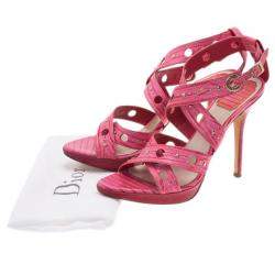 Pre Owned صندل ديور ج لد وردي ذو فتحات مقاس 39.5