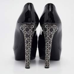 Pre Owned Dior Black Patent Leather Miss Dior Peep Toe Pumps Size 37.5