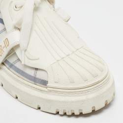 Dior Navy Blue/White  Canvas and Leather Dior ID Lace Up Sneakers Size 37