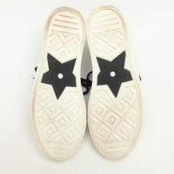 Dior Navy Blue/Beige Oblique Knit Fabric and Leather Walk'n'Dior Mid Top Sneakers Size 40.5