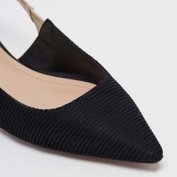 Dior Black Fabric J'Adior Pointed Toe Slingback Flats Size 40.5