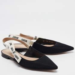 Dior Black Fabric J'Adior Pointed Toe Slingback Flats Size 40.5