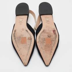 Dior Black Fabric J'Adior Pointed Toe Slingback Flats Size 40.5