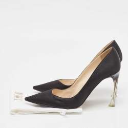 Dior Black Fabric Perspex Heel Pointed Toe Pumps Size 40