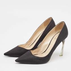 Dior Black Fabric Perspex Heel Pointed Toe Pumps Size 40