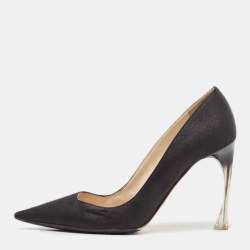 Dior Black Fabric Perspex Heel Pointed Toe Pumps Size 40