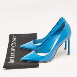 Dior Blue Patent Leather Pointed Toe Pumps Size 37