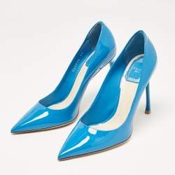 Dior Blue Patent Leather Pointed Toe Pumps Size 37