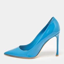 Dior Blue Patent Leather Pointed Toe Pumps Size 37