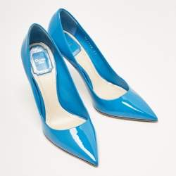 Dior Blue Patent Leather Pointed Toe Pumps Size 37