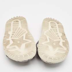 Dior Navy Blue/White Canvas D-Way Flat Slides Size 37.5