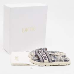 Dior Navy Blue/White Canvas D-Way Flat Slides Size 37.5