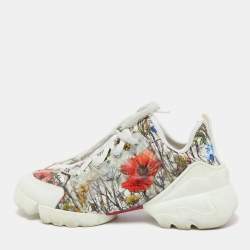 Pre Owned Dior Multicolor Printed Fabric and Rubber D-Connect Sneakers Size 38.5