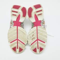 Pre Owned Dior Multicolor Printed Fabric and Rubber D-Connect Sneakers Size 38.5