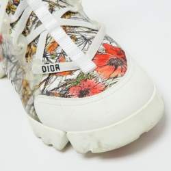 Pre Owned Dior Multicolor Printed Fabric and Rubber D-Connect Sneakers Size 38.5