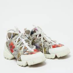 Pre Owned Dior Multicolor Printed Fabric and Rubber D-Connect Sneakers Size 38.5
