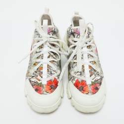 Pre Owned Dior Multicolor Printed Fabric and Rubber D-Connect Sneakers Size 38.5