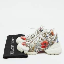 Pre Owned Dior Multicolor Printed Fabric and Rubber D-Connect Sneakers Size 38.5