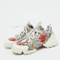 Pre Owned Dior Multicolor Printed Fabric and Rubber D-Connect Sneakers Size 38.5