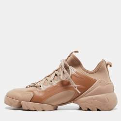 Dior Beige Neoprene and Rubber D-Connect Low Top Sneakers Size 38