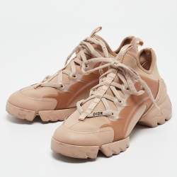 Dior Beige Neoprene and Rubber D-Connect Low Top Sneakers Size 38