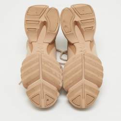 Pre Owned Dior Beige Fabric and Rubber D-Connect Low Top Sneakers Size 37.5 