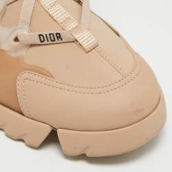 Pre Owned Dior Beige Fabric and Rubber D-Connect Low Top Sneakers Size 37.5 