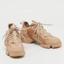 Pre Owned Dior Beige Fabric and Rubber D-Connect Low Top Sneakers Size 37.5 