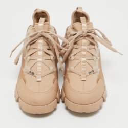 Pre Owned Dior Beige Fabric and Rubber D-Connect Low Top Sneakers Size 37.5 