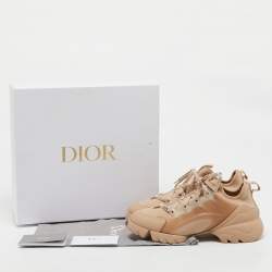 Pre Owned Dior Beige Fabric and Rubber D-Connect Low Top Sneakers Size 37.5 