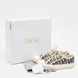 Dior White/Blue Monogram Canvas Walk'n'Dior Low Top Sneakers Size 37.5