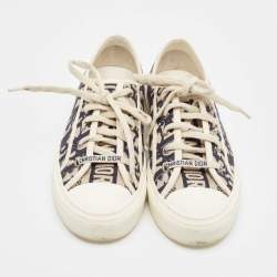 Dior White/Blue Monogram Canvas Walk'n'Dior Low Top Sneakers Size 37.5