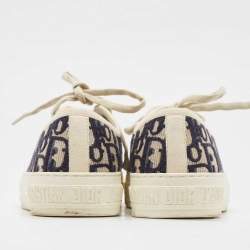 Dior White/Blue Monogram Canvas Walk'n'Dior Low Top Sneakers Size 37.5