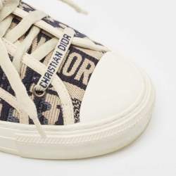 Dior White/Blue Monogram Canvas Walk'n'Dior Low Top Sneakers Size 37.5