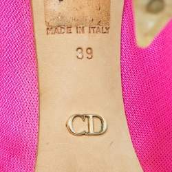 Dior Fuchsia Pink Canvas Flare Heel Pointed Toe Pumps Size 39