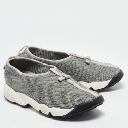 Pre Owned Dior Grey Mesh Fusion Slip On Sneakers Size 38.5