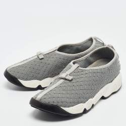 Pre Owned Dior Grey Mesh Fusion Slip On Sneakers Size 38.5