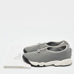 Pre Owned Dior Grey Mesh Fusion Slip On Sneakers Size 38.5