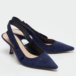 Dior Blue Suede J'Adior Slingback Pumps Size 38.5