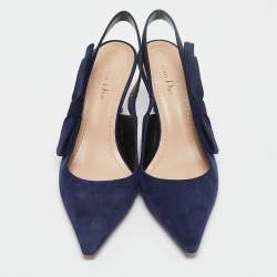 Dior Blue Suede J'Adior Slingback Pumps Size 38.5