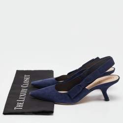 Dior Blue Suede J'Adior Slingback Pumps Size 38.5