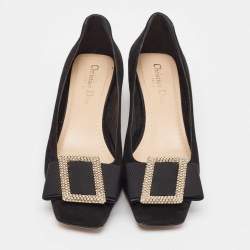 Dior Black Suede Crystal Embellished Buckle Idylle Pumps Size 37.5