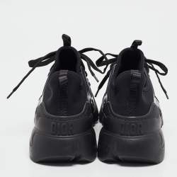 Dior Black Fabric and PVC D-Connect Lace Up Sneakers Size 38.5