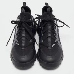 Dior Black Fabric and PVC D-Connect Lace Up Sneakers Size 38.5