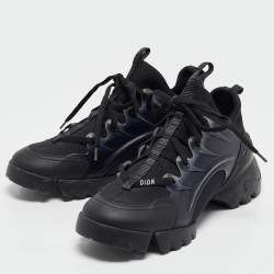 Dior Black Fabric and PVC D-Connect Lace Up Sneakers Size 38.5