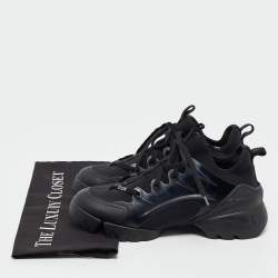 Dior Black Fabric and PVC D-Connect Lace Up Sneakers Size 38.5