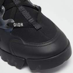 Dior Black Fabric and PVC D-Connect Lace Up Sneakers Size 38.5